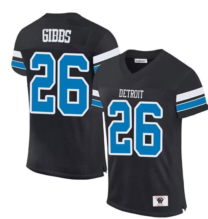 Men Detroit Lions 26 Gibbs black 2024 Nike Limited NFL throwback Jersey